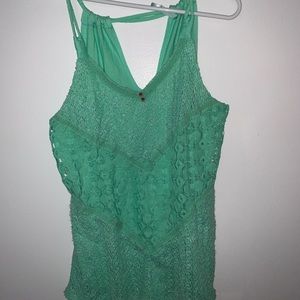 Green lace tank